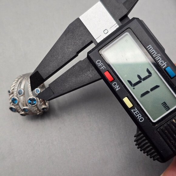 Judith Ripka Sterling Silver & Blue Topaz Multi-Row Cocktail Ring Size 8 - Picture 13 of 16